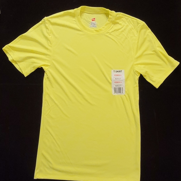 Hanes Cool Dri Short Sleeve Tee Yellow Safety Unisex New - Picture 5 of 8